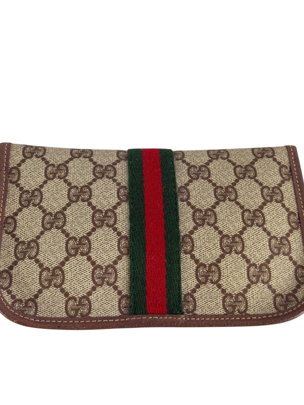GUCCI Sherry Line Brown GG Canvas and Leather Trim Mini Clutch Pouch Coin Purse - Picture 6 of 17